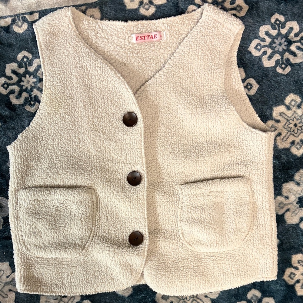 Kids Cream Fleece Vest